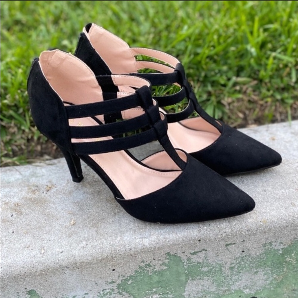 Faux Suede Retro Heels